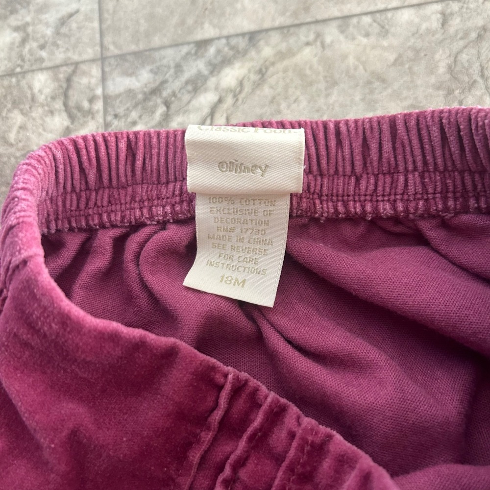 90s Disney Classic Pooh Skirt Kids Maroon Corduroy Velvet Embroidered 18M - Picture 3 of 5